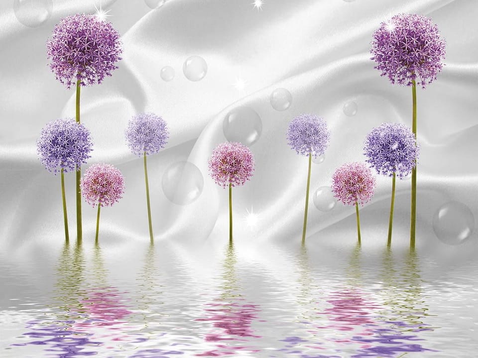 Fototapeta Egzotyczne kwiaty na tkaninie