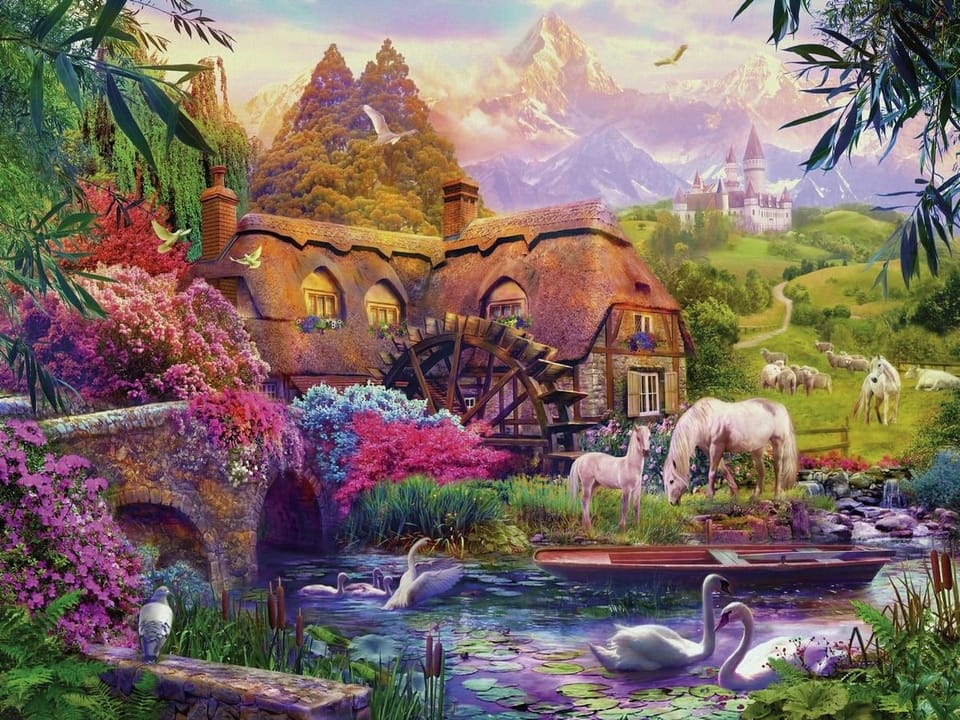 Fototapeta Bajkowy domek z kołem wodnym