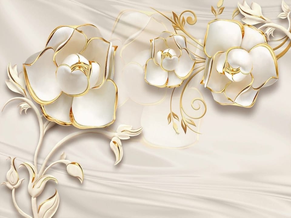 Fototapeta Dekoracyjne kwiaty z białymi płatkami