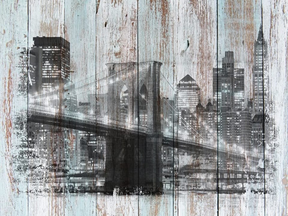 Fototapeta Most i miejska panorama z desek