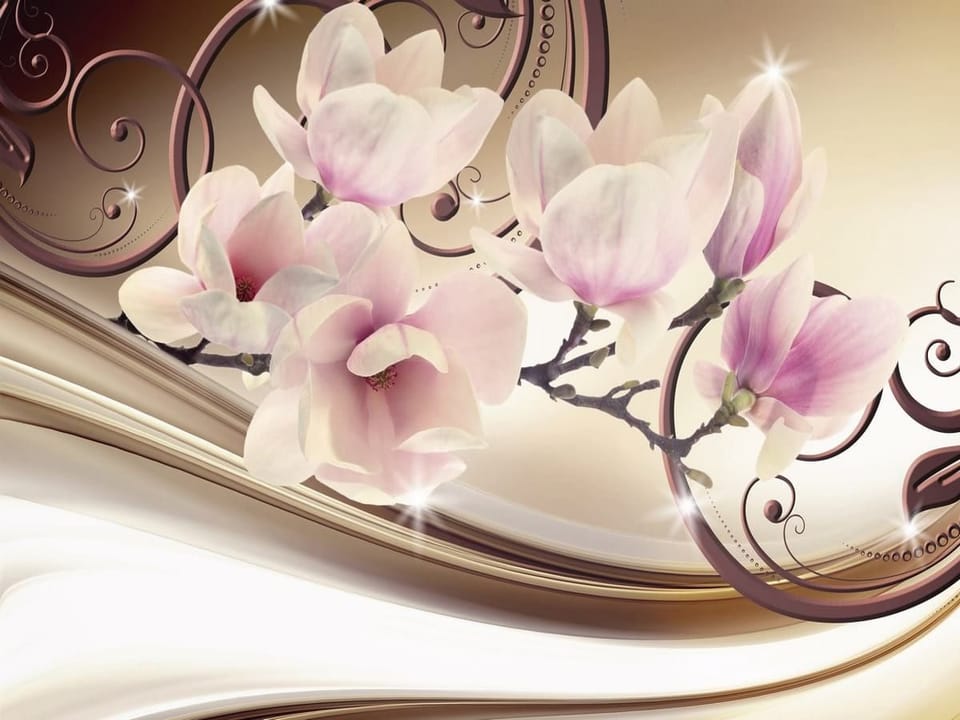 Fototapeta Magnolie na gałęzi z wzorami