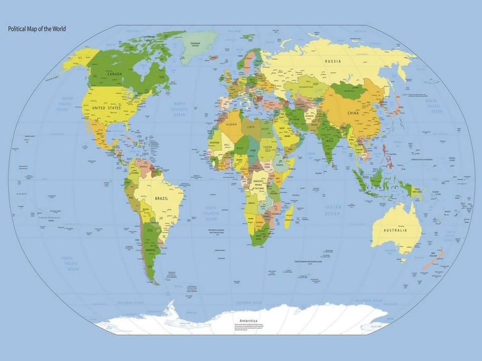 Fototapeta Polityczna Mapa Świata z Granicami na wymiar