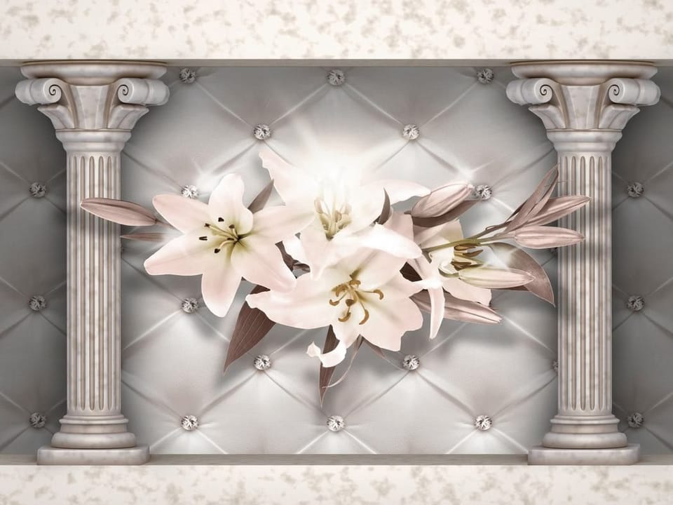 Fototapeta Biały bukiet lilii na kolumnach