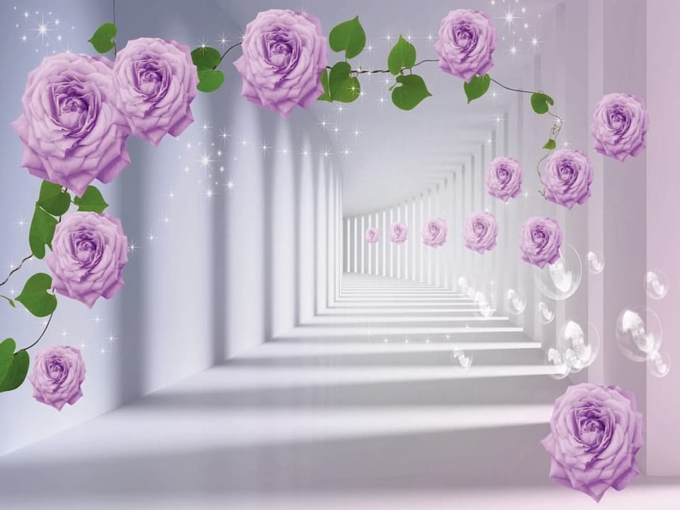 Fototapeta Fioletowe róże w tunelu 3D