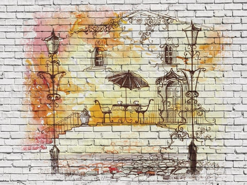 Fototapeta Kawiarnia na ceglanej ścianie