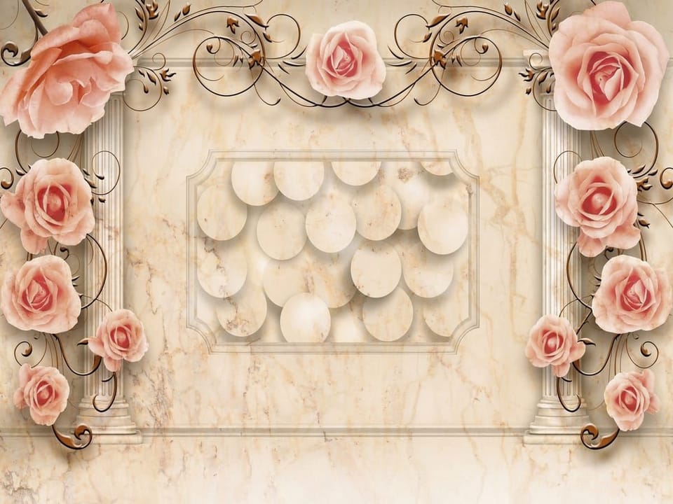 Fototapeta Różowe róże na marmurze