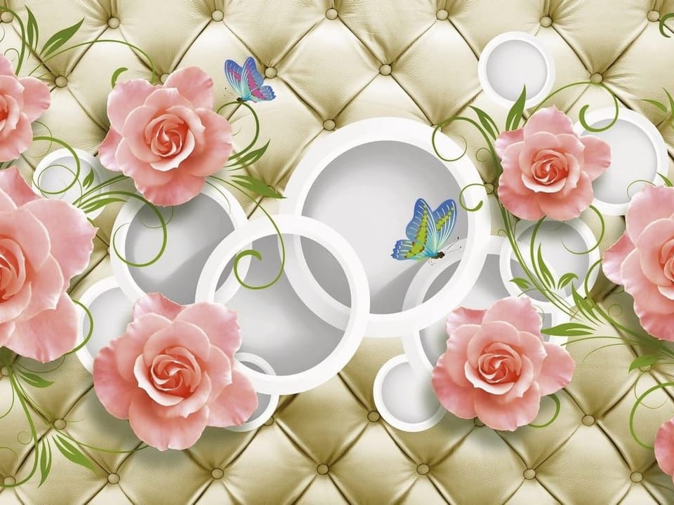 Fototapeta Różowe róże i złote tło