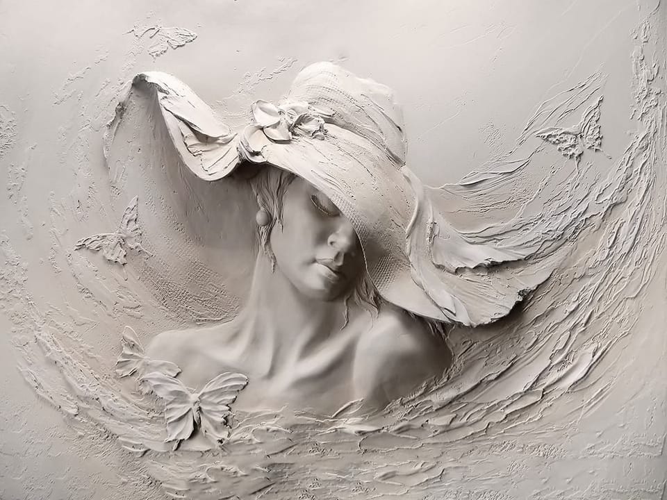 Fototapeta Kobieta w kapeluszu z reliefu