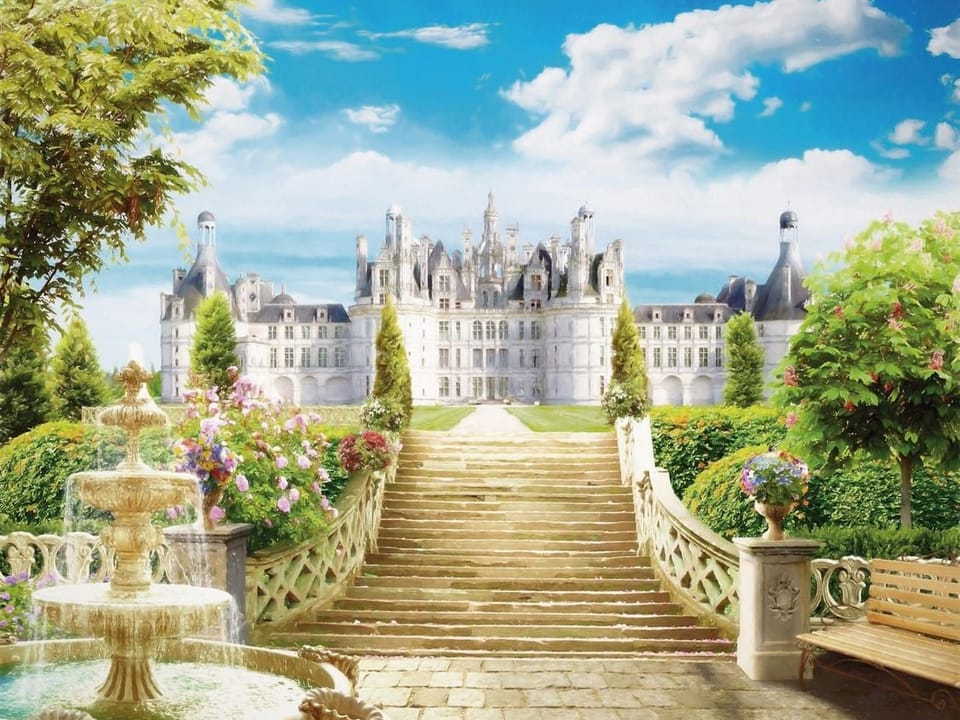 Fototapeta Pałac z Ogrodem i Fontanną