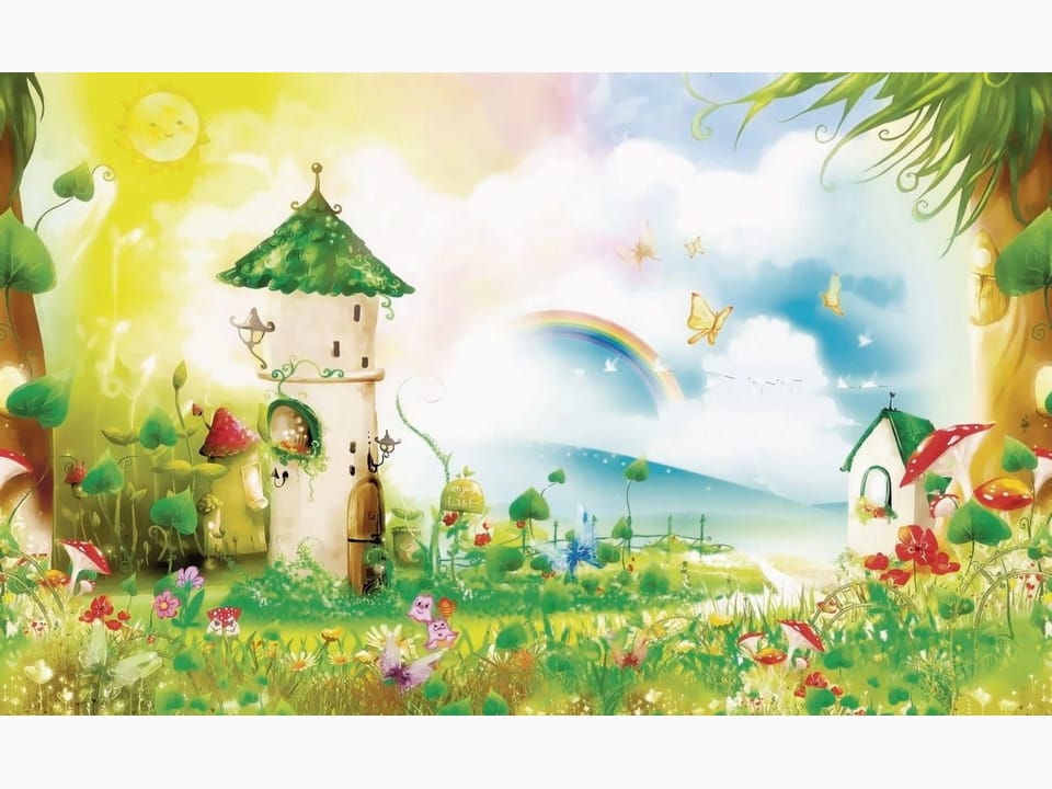 Fototapeta Bajkowy krajobraz z domkami