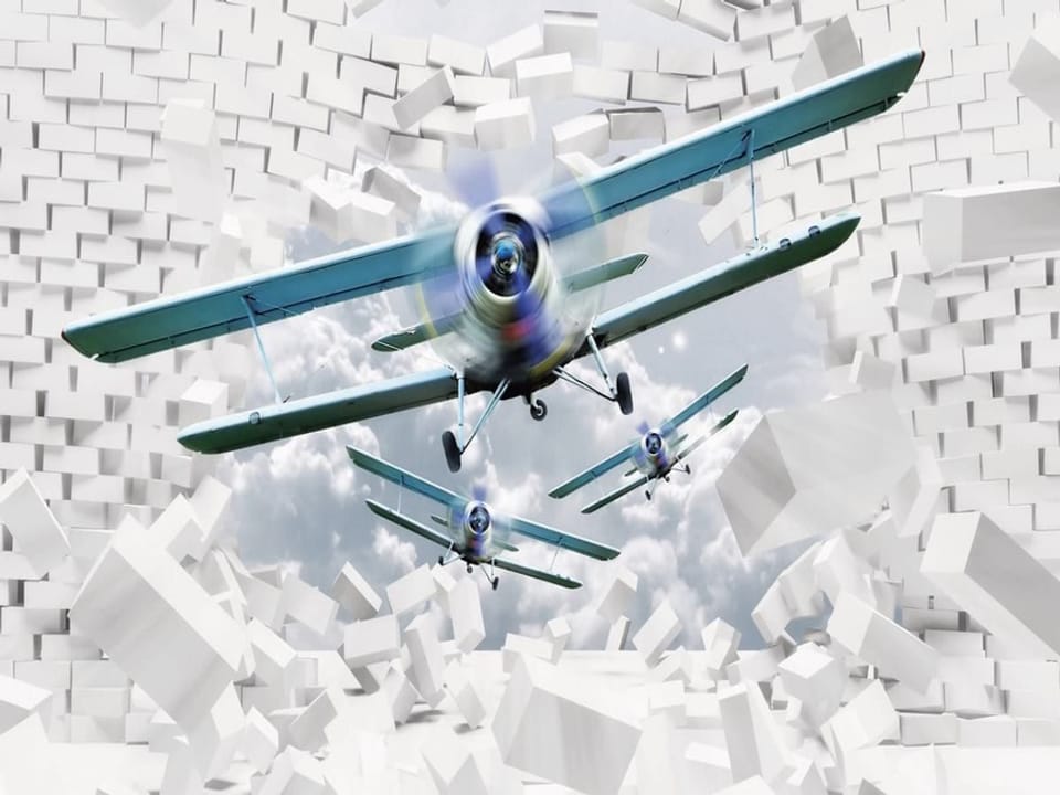 Fototapeta Samoloty w locie przez cegły