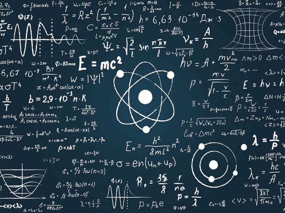 Fototapeta Atom i równania na ciemnym tle