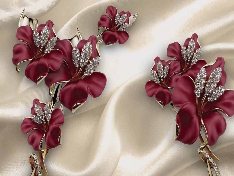 Fototapeta Czerwone kwiaty z kryształami