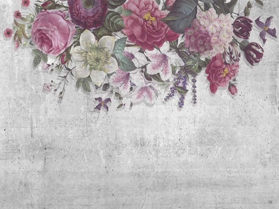 Fototapeta Egzotyczne kwiaty na betonie