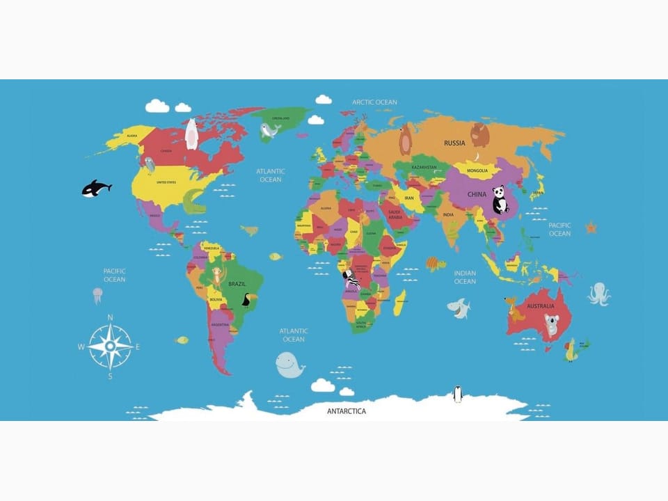 Fototapeta Kolorowa mapa świata dla dzieci