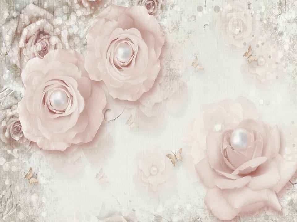 Fototapeta Różowe kwiaty z perłami