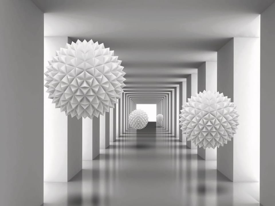 Fototapeta Geometryczne kule w tunelu 3D