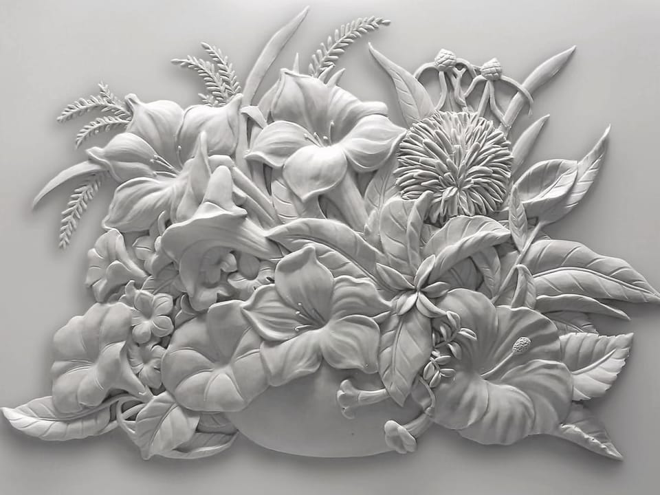 Fototapeta Kwiatowy Relief na Ścianie