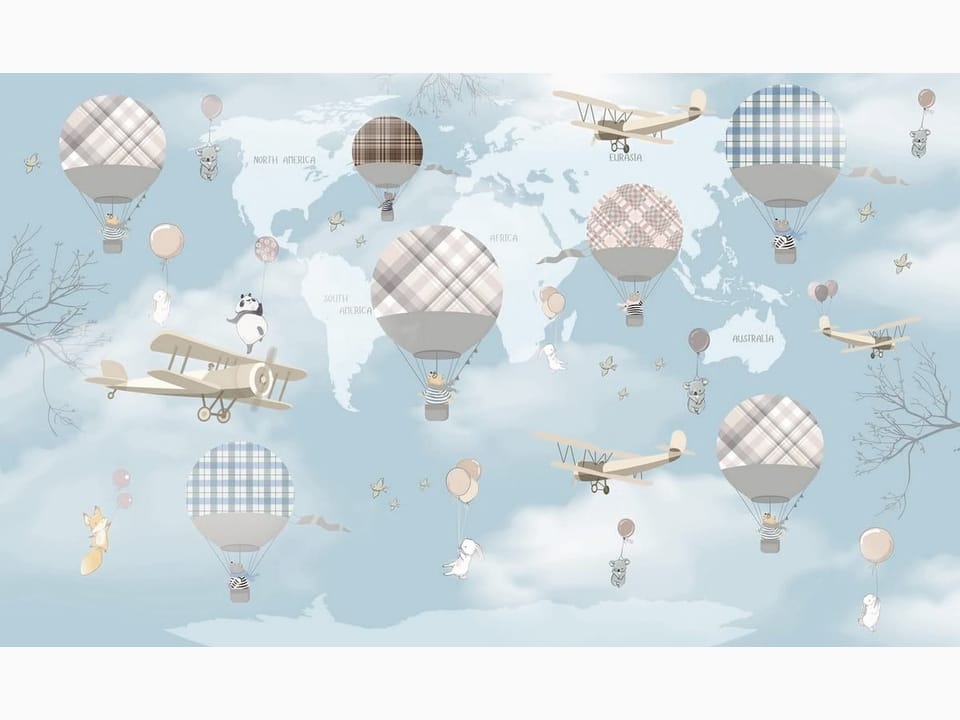 Fototapeta Balony na tle mapy świata