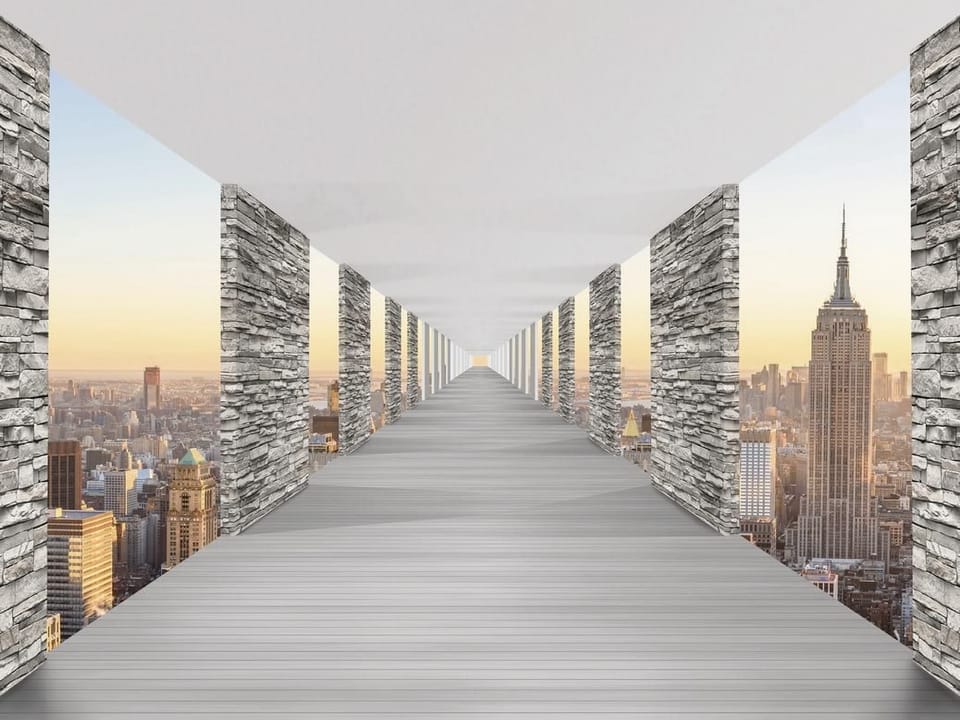 Fototapeta Korytarz z kamiennymi filarami