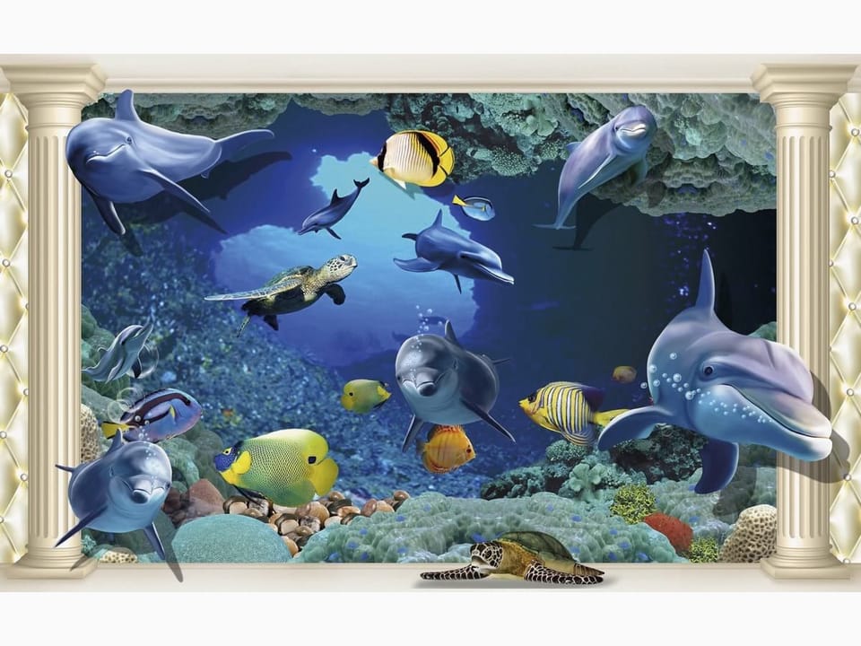 Fototapeta Delfiny i ryby w oceanie