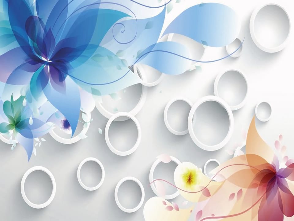 Fototapeta Abstrakcyjne kwiaty i okręgi