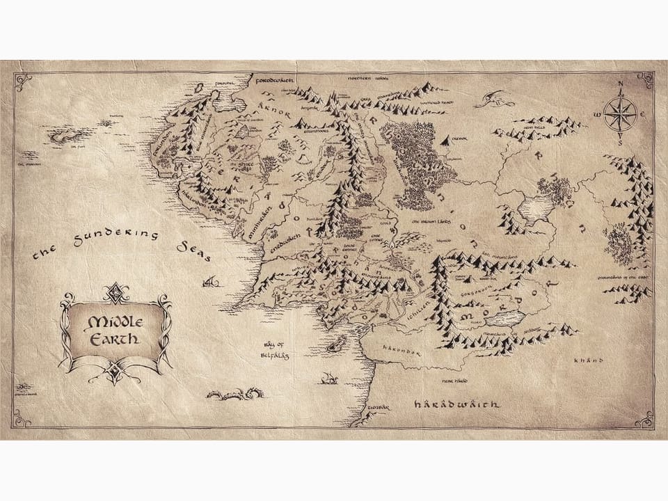 Fototapeta Stara mapa Śródziemia