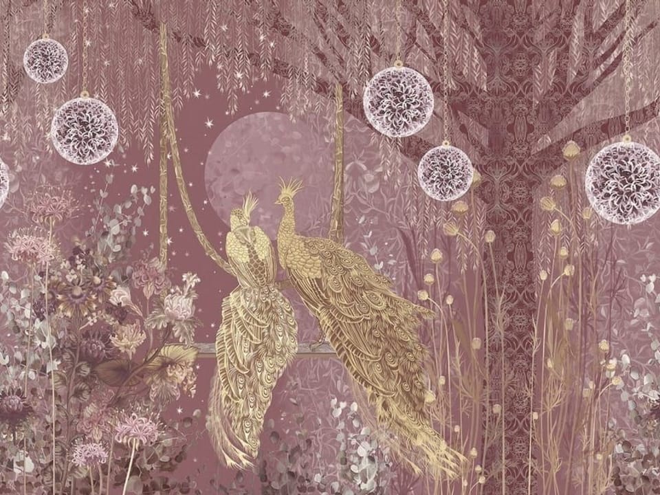 Fototapeta Złote Pawie na Gałęzi