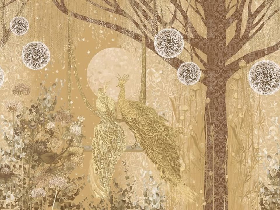 Fototapeta Pawie na huśtawce wśród drzew