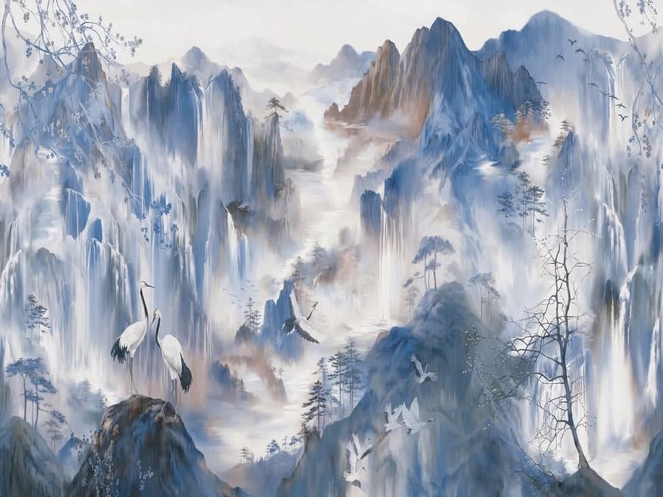 Fototapeta Żurawie na skale w górach