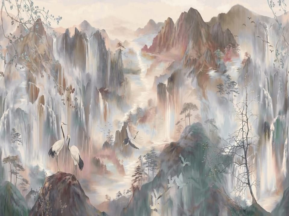 Fototapeta Krajobraz górski z wodospadami