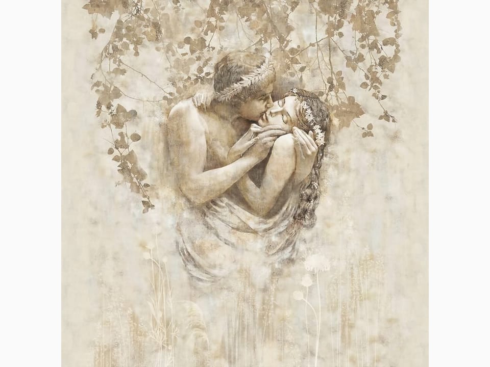 Fototapeta Para w objęciach z liśćmi