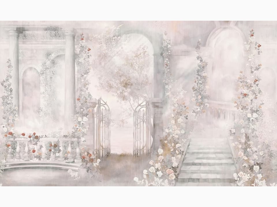 Fototapeta Kwiatowy ogród z kolumnami