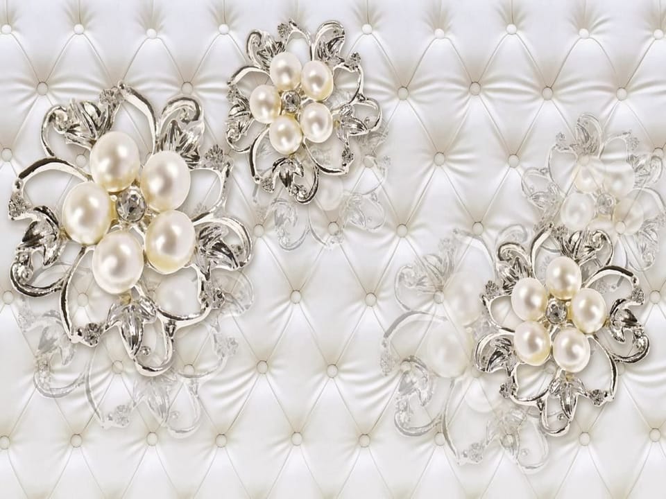 Fototapeta Dekoracyjne kwiaty z perłami