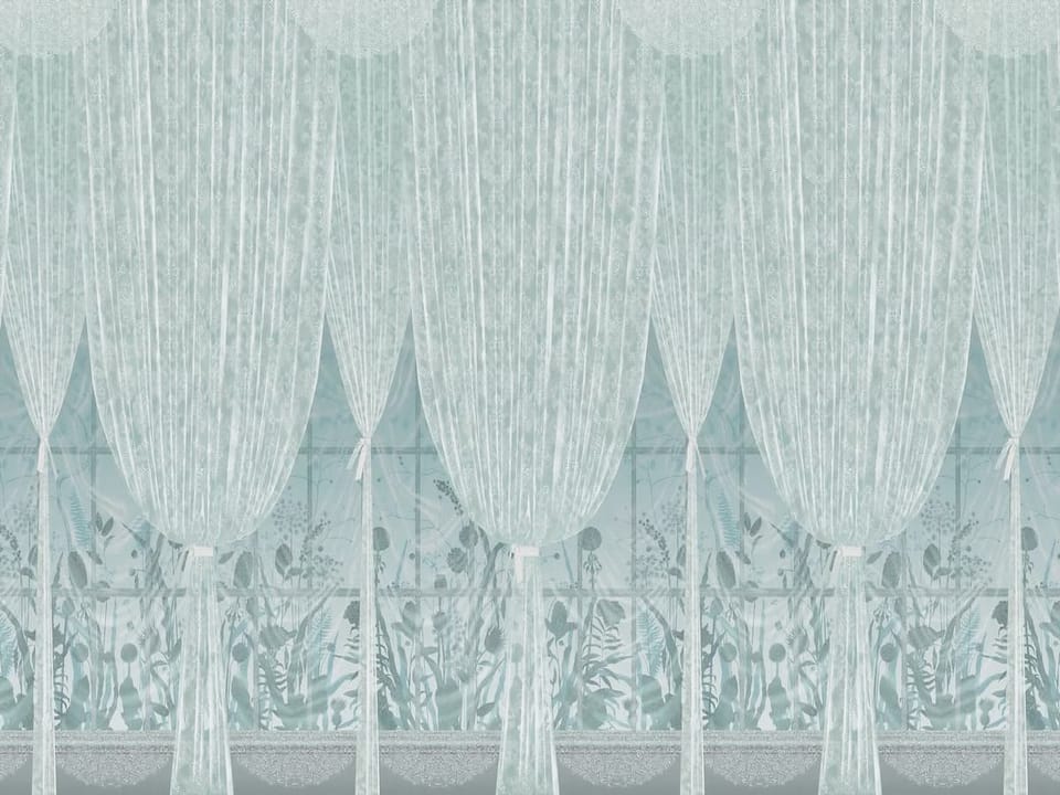 Fototapeta Zasłony z roślinnymi wzorami