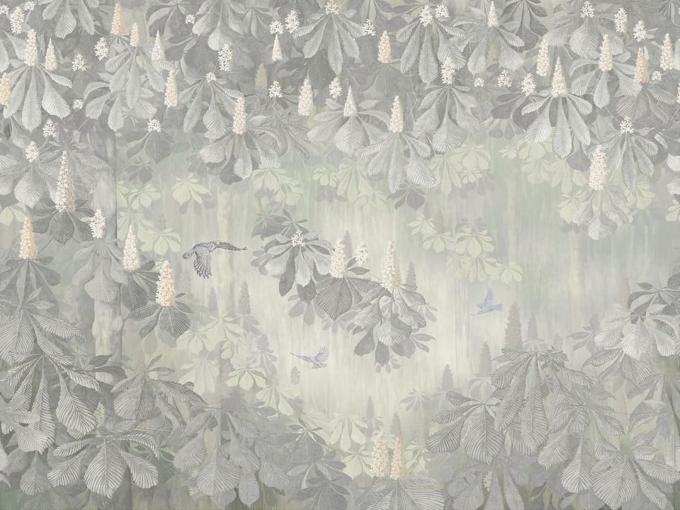 Fototapeta Kasztanowce i Kwiaty w Ogrodzie