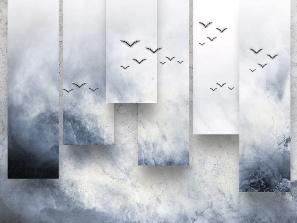 Fototapeta Geometryczne panele z ptakami