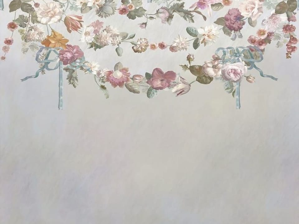 Fototapeta Kwiatowy wzór z pastelowymi wstążkami