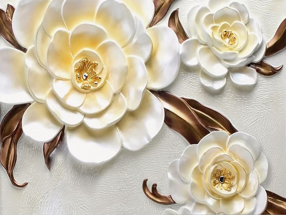 Fototapeta Trzy Kwiaty z Złotymi Środkami