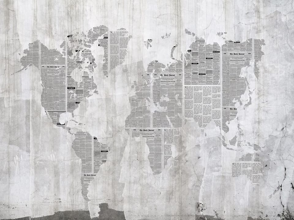 Fototapeta Mapa świata z gazetowych wycinków