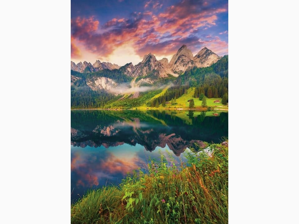 Fototapeta Górski pejzaż z jeziorem