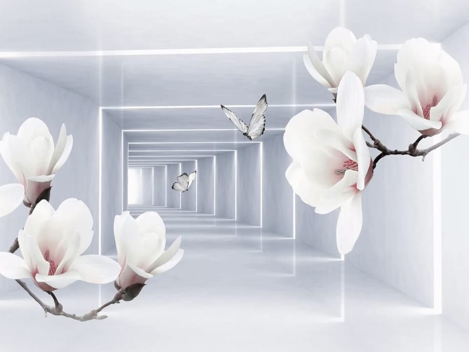 Fototapeta Magnolie w geometrycznym tunelu