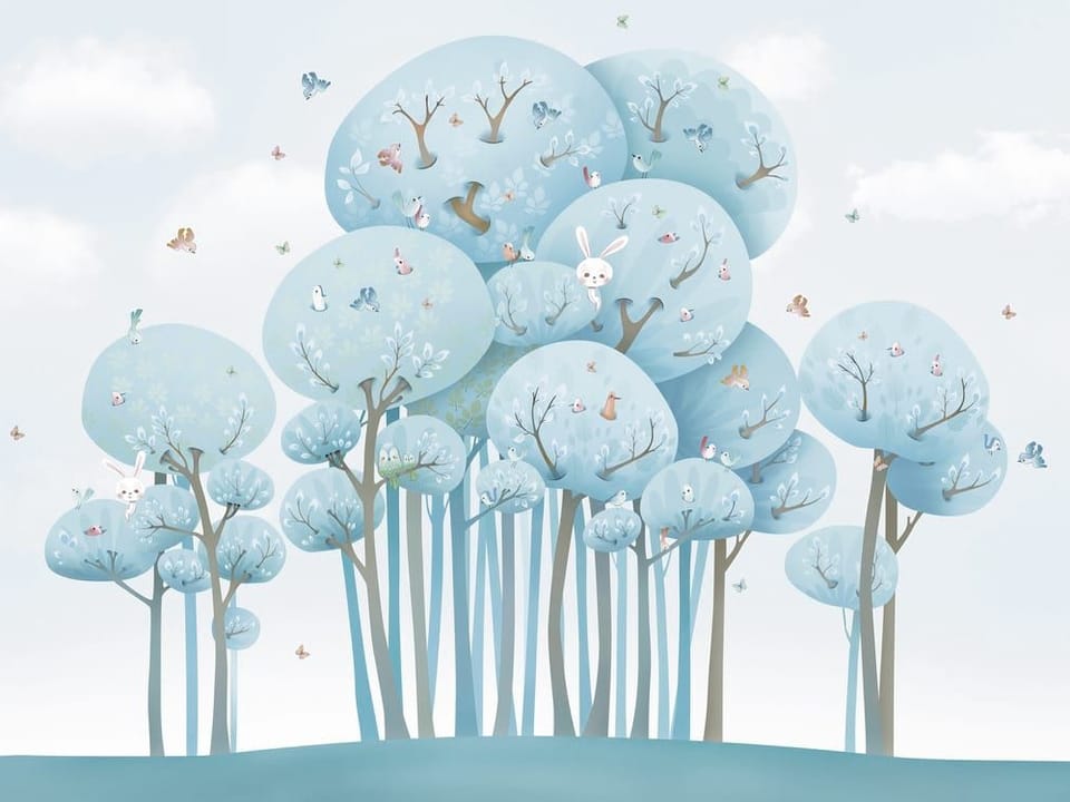 Fototapeta Bajkowy las z niebieskimi drzewami