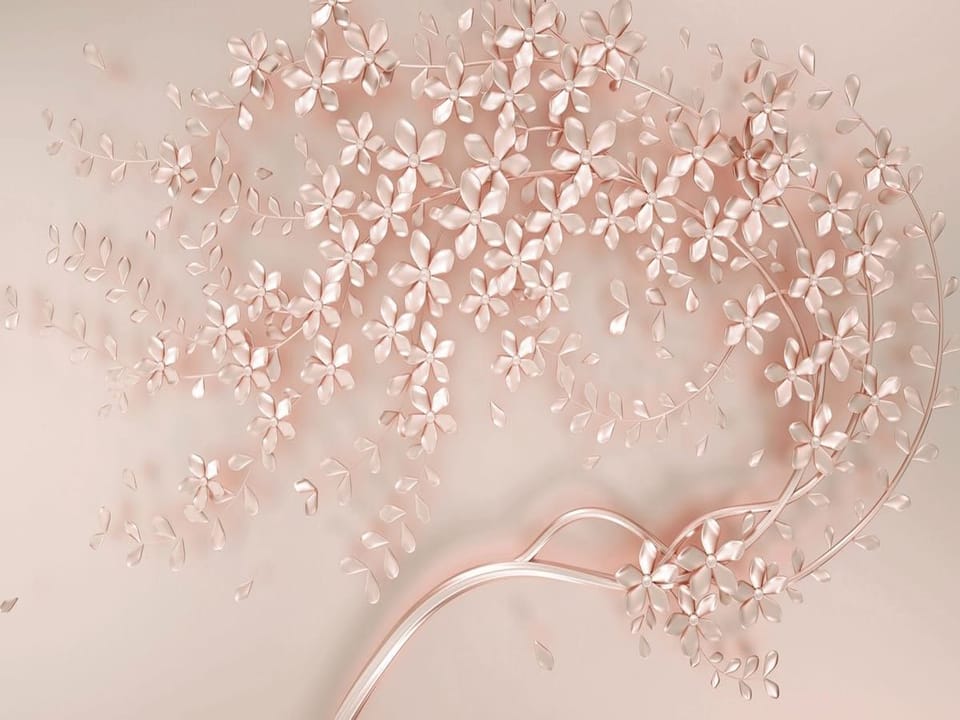 Fototapeta Gałąź z kwiatami i liśćmi 3D