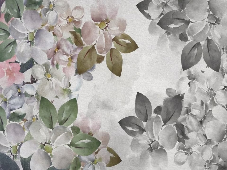 Fototapeta Kolorowe kwiaty z liśćmi