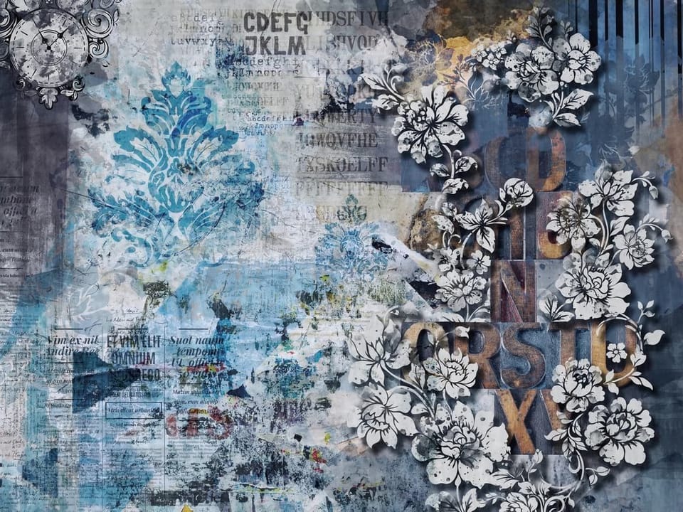 Fototapeta Kwiatowy wzór z literami