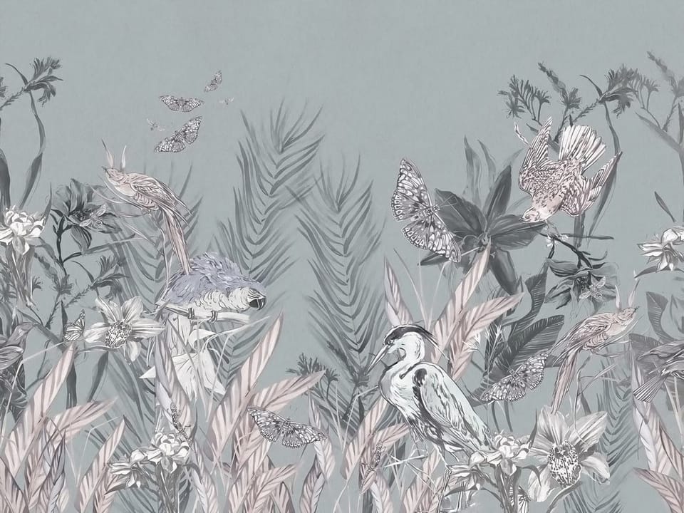 Fototapeta Leśne ptaki i paprocie