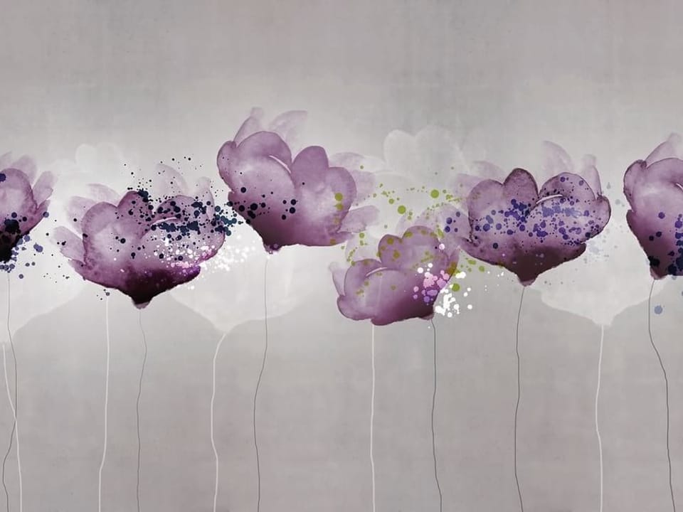 Fototapeta Fioletowe kwiaty na szarym tle