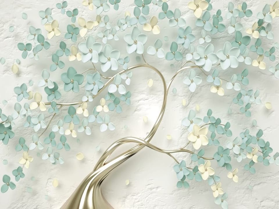 Fototapeta Gałęzie z pastelowymi kwiatami