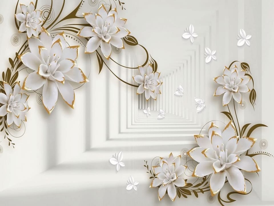 Fototapeta Białe kwiaty w złotym tunelu